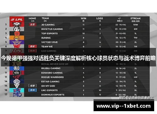 今晚德甲强强对话胜负关键深度解析核心球员状态与战术博弈前瞻